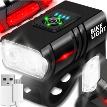 Ensemble d'éclairage de vélo LED rechargeable, noir