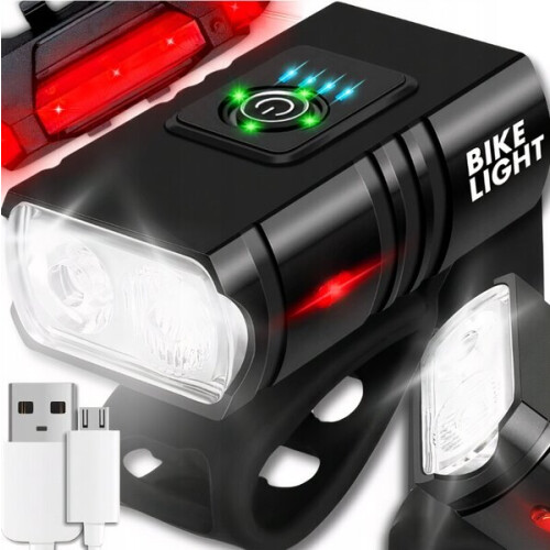 Ensemble d'éclairage de vélo LED rechargeable, noir