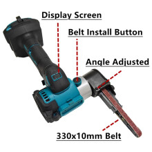 For 18V Battery Brushless Electric Belt Sander 11000RPM Angle Grinder Cordless Belt Sander Polisher Power Tool