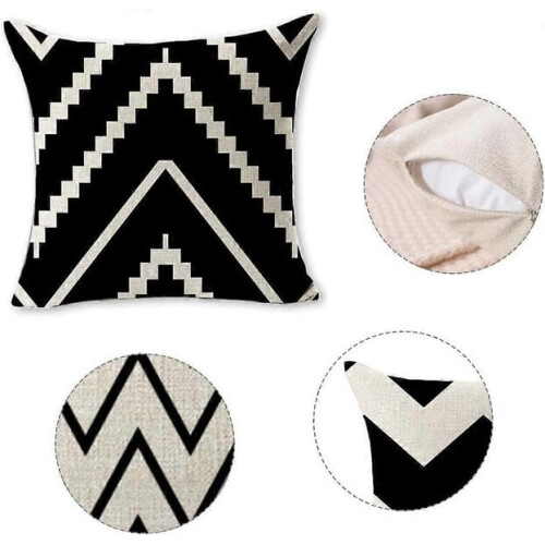 Conjunto de 4 almofadas quadradas em algodão e linho. 2