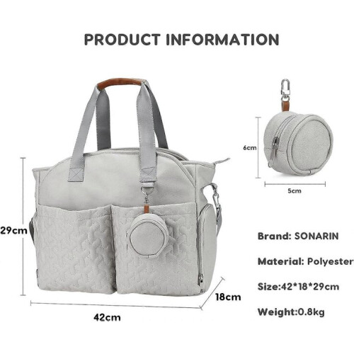 Grand sac à langer imperméable gris 1