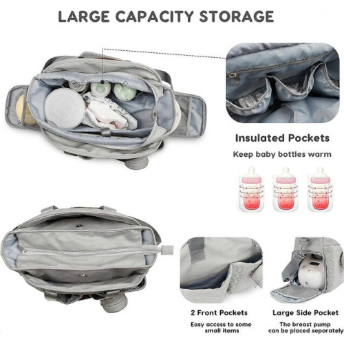 Grand sac à langer imperméable gris 2
