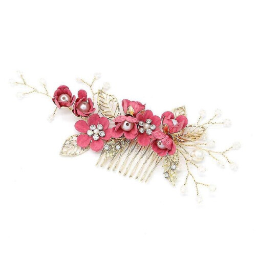 Haarreif mit rosa Perlen und Blumen PHRL28839 1