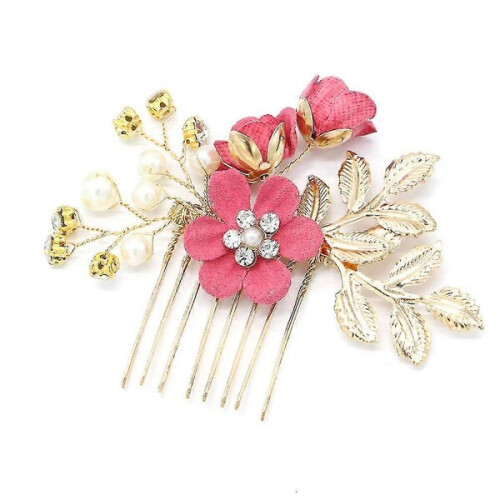 Haarreif mit rosa Perlen und Blumen PHRL28839 2