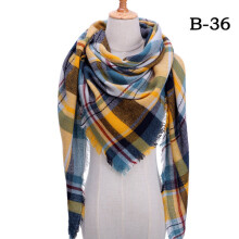 (UB-36) Winterschal für Damen, Kaschmir, gestrickt, kariert, Dreiecksmuster
