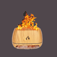 Humidificateur d'aromathérapie à effet flamme et grain de bois