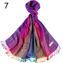 (Pflaume) Bunter Paisley-Pashmina-Seidenschal, Stola, K