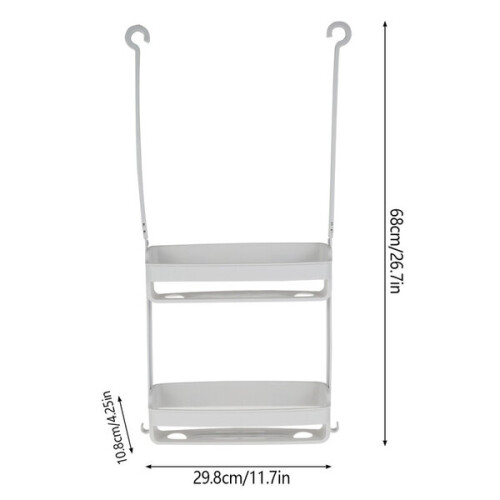 Shower cabin hanging shelf with hooks, 2 pcs.