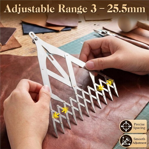 Equal Spacing Divider Tool, 11 Teeth Leather Divider for Quick Marking, Perspective Grid and Bag Nail Layout