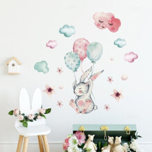Wandtattoo für Kinder: Hase mit Luftballons