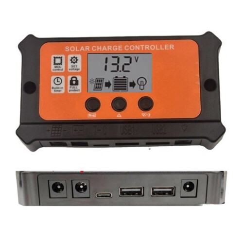 10A Solar Charge Controller with LCD Display, Type C  Input, 12V/24V Battery Compatibility 1