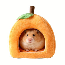 Cute Pumpkin Shaped Plush Hamster House - Cozy Small Pet Bed for Hamsters, Guinea Pigs And Small Animals