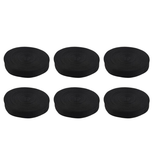6pcs 25mmx20m Roll Nylon Tape Strap for Webbing Bag Strapping Belt Making DIY  - Black