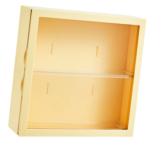 Wall-mounted storage box with sliding doors, cream gel 1