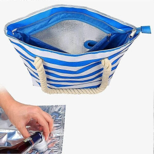 Sac à vin de plage bleu avec compartiment isotherme secret 2