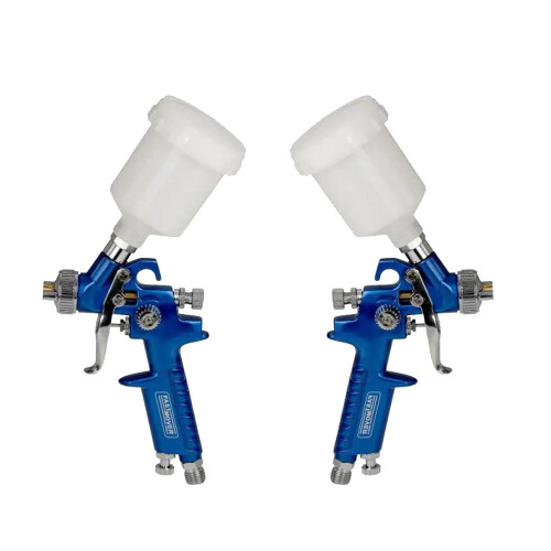Fast Mover Mini 0.88mm + 1.0mm Tip Jet HVLP Gravity Paint Spray Guns Water Based 1