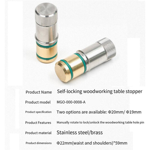 2PC Woodworking Table Hole Positioning Pin Table Card Table Hole Table Quick Locking Backing Block Fit Dog Holes 20mm 2