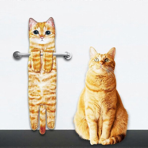 Serviette chat - serviette de salle de bain/cuisine, serviette douce décorative 2