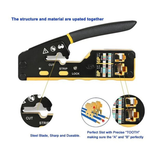 Multi-Functional  Pliers, Carbon Steel RJ45 Crimping Tool Kit for Ethernet