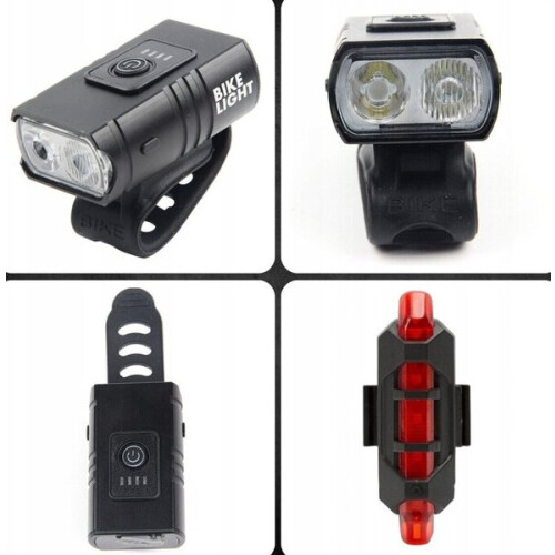 Ensemble d'éclairage de vélo LED rechargeable, noir 1