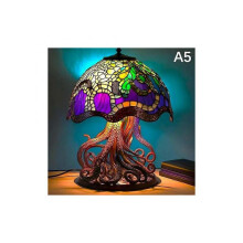Vintage Tiffany glass lamps with mushroom, snail and octopus motifs A5.