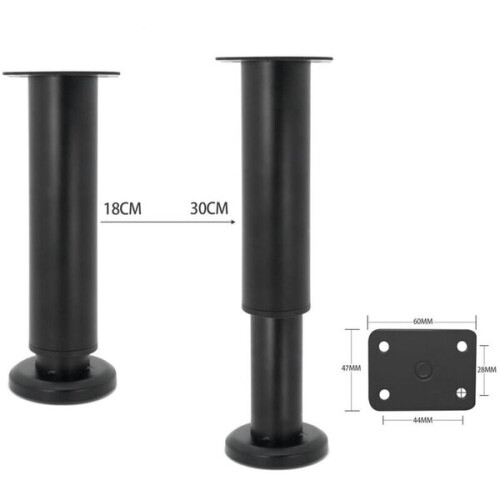 Amxcnoy 4 ρυθμιζόμενα πόδια επίπλων, 18 cm, μαύρο, στρογγυλό μέταλλο 1