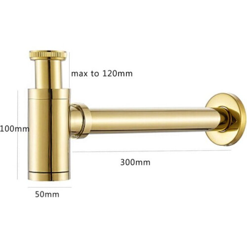 Βρύση Amxcnoy Golden Brass σε σχήμα P, στρογγυλή, κατάλληλη για νεροχύτη 1