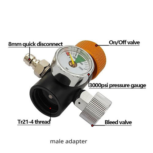 For  Cylinder Adapter with 3000psi Gauge, Quick Refill /Off , 8mm 1