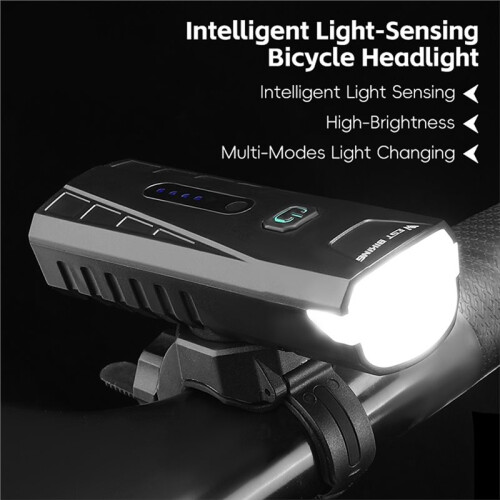 WEST BIKING 400LM Light-Sensing Bike Headlight Waterproof Bicycle Front Light Type-C Charging Cycling Flashlight 1