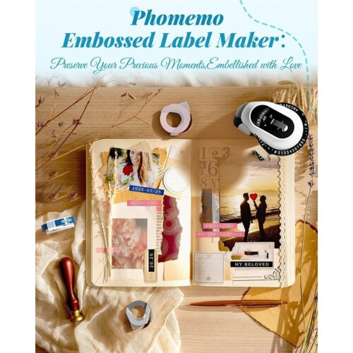 1set Embossing Label Maker Machine with Tapes Retro Embossed Label Maker Old Embosser Labeler with 3 Rolls Paper 1