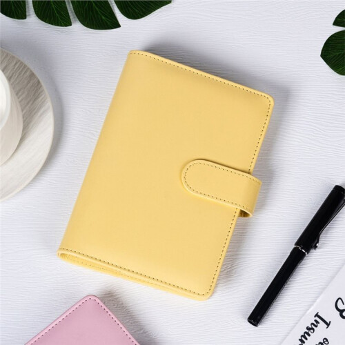 A6 Binder Refillable Planner Notebook PU Leather Binder Journal with Pockets, Dividers, Refill Paper Yellow 1