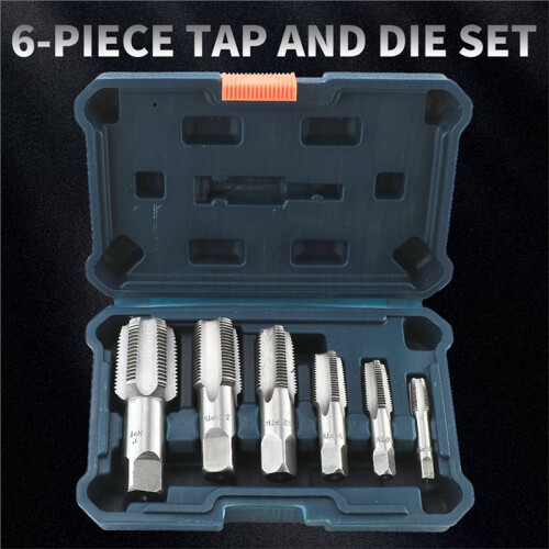6-Piece NPT Pipe Tap Set Precise Steel Threading Tools for Woodworking for Clean Accurate Threads 2