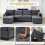 Modulares Chenille-Sofa, Ecksofas für das Wohnzimmer U-förmiges Ecksofa mit Stauraum-Ottomane, 6-Sitzer-Ecksofas mit Chaiselongue 5