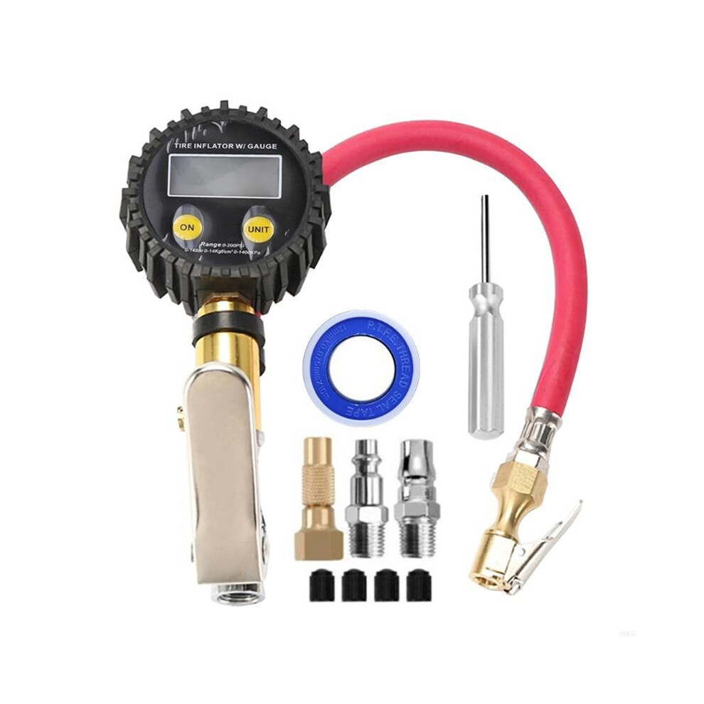 200Psi Digital Tire Inflator Kit With Lcd Display Quick Coupler For Cars, Trucks & Motorcycles 4713630010429
