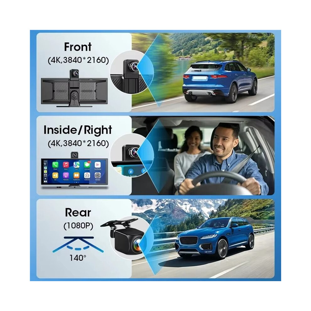 Wireless Carplay Screen For Car 10.26" 4K 360 Rotation Dash Cam Carplay&Android Auto Car Stereo 1080P Backup Camera 6032772565764
