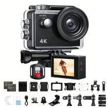 EK7000 4K30FPS 20MP WiFi Action Camera Waterproof Underwater Camera Remote Control 4X Zoom Support External Microphone