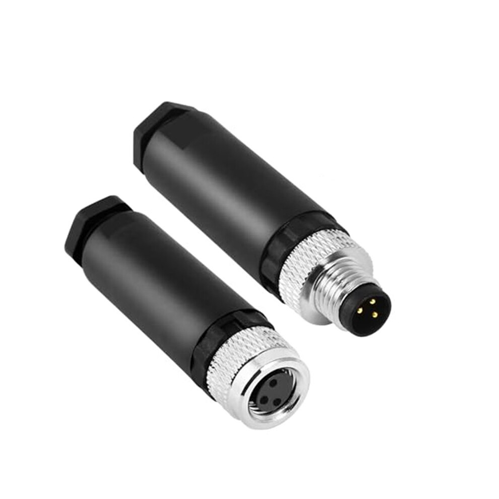 2Pack M8 Male & Female Aviation Wire Connector, Panel Mount Connector, Circular Sensor Interface 3Pin 4711376935952