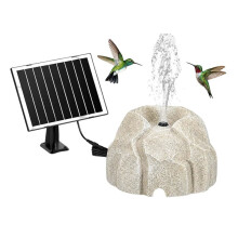 Fontaine Solaire pour Bain D'Oiseaux, Fontaine en Pierre avec Pompe à Eau de 7 W, Pompe de Fontaine pour Bain D'Oiseaux, Jardin, Bassin