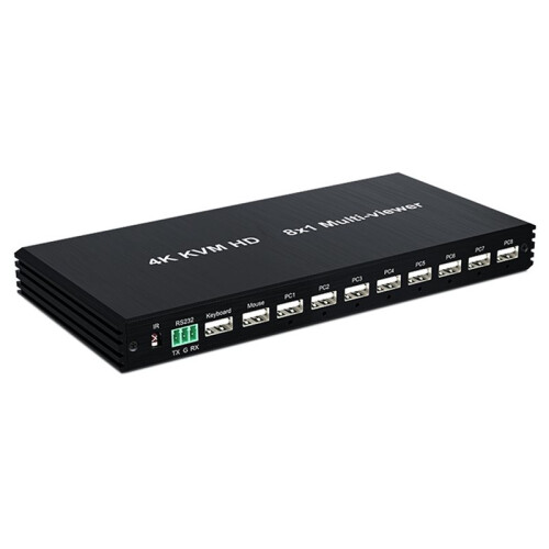 4K KVM -Compatible Multiviewer Multi Channel Video Seamless Multiplexer  8x1 Out USB, EU Plug