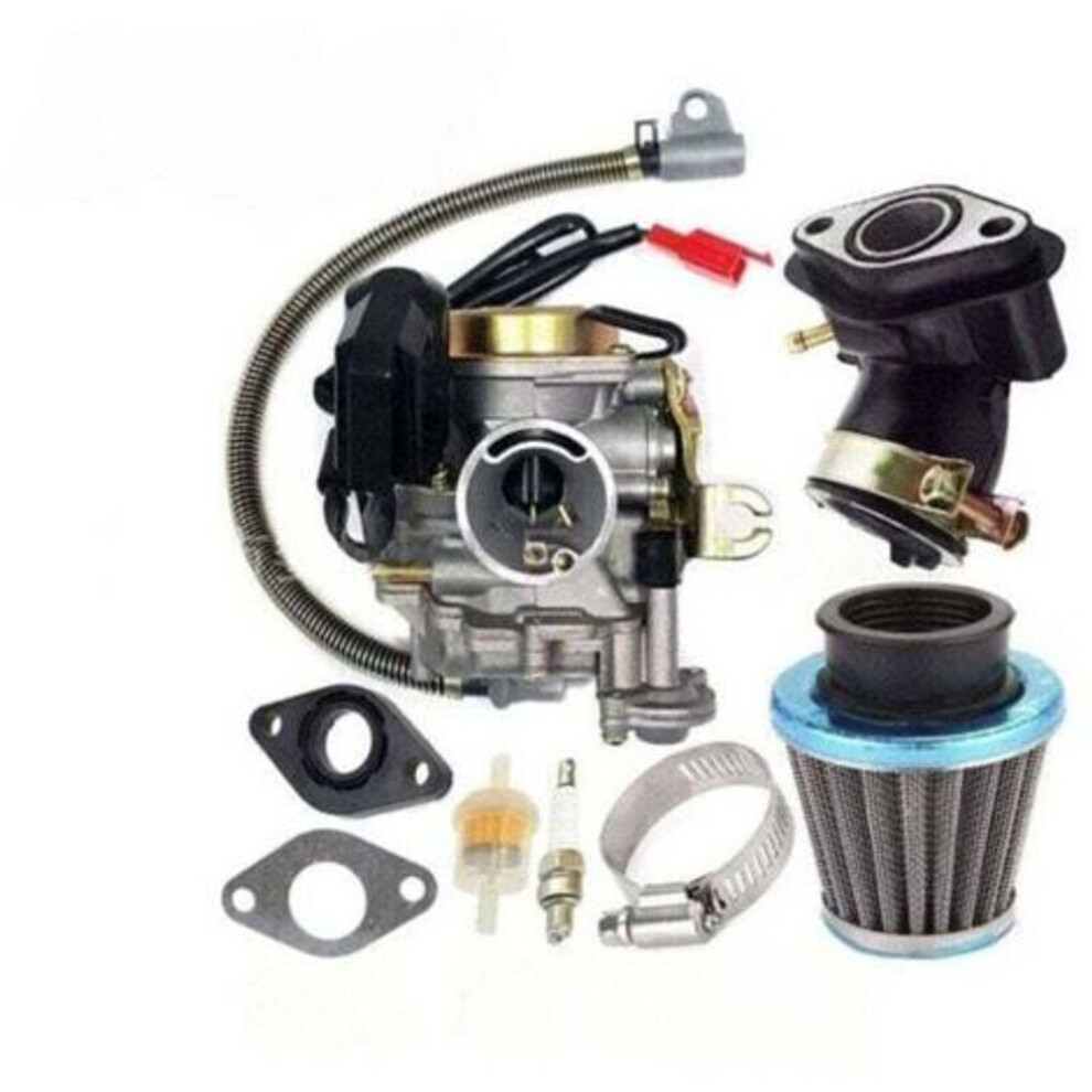 High-Performance 50Cc 4-Stroke Gy6 Carburetor 139Qmb For 49Cc And 50Cc Scooters And Mopeds (Pd18j Carb), 50Cc Carburetor + Intake Manifold Light 3179801359628