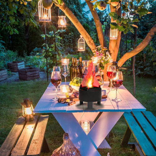 LED Fire Flame Effect Light Artificial Electric Flicker Campfire Lamp Party Decor Supplies for Bar Stage Home,EU Plug 2