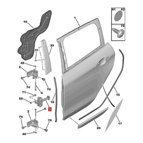 Citroen Celysee 2012–2017 Door Hinge Stop Check Belt Limit 2