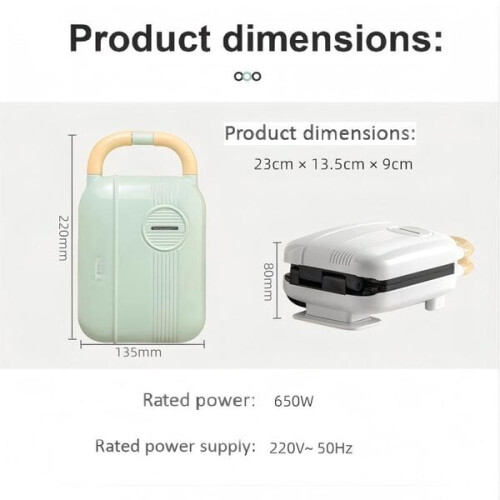 3-in-1-Mini-Sandwichmaker mit austauschbarem Backblech 2