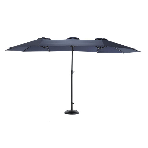 14.8 Ft Double Sided Outdoor Umbrella Rectangular Large with Crank (Navy blue)(No Base) 1