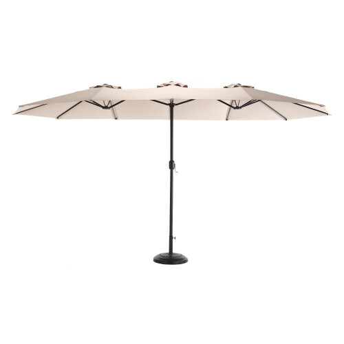 14.8 Ft Double Sided Outdoor Umbrella Rectangular Large with Crank (khaki )(No Base) 1