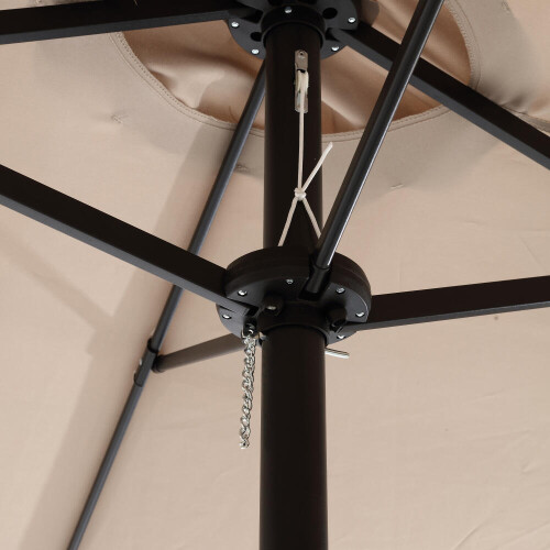 14.8 Ft Double Sided Outdoor Umbrella Rectangular Large with Crank (khaki )(No Base) 2