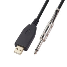 Câble USB Vers Interface 6,35 mm pour Enregistrement de Guitare Électrique avec Connecteurs Plaqués Or et Réduction de Bruit de 3 Mètres