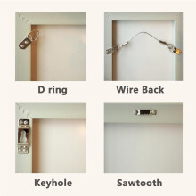 8 Universal Frame Hangers with 24 Removable Adhesive Strips (2 Per Hanger), Damage-Free Wall Mount for Sawtooth, D-Ring