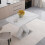120CM-160CM Modern Rectangle Dining Table, Stretchable, with Printed White Marble Table Top+MDF X-Shape Table Leg with Metal Base 3