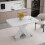 120CM-160CM Modern Rectangle Dining Table, Stretchable, with Printed White Marble Table Top+MDF X-Shape Table Leg with Metal Base 4